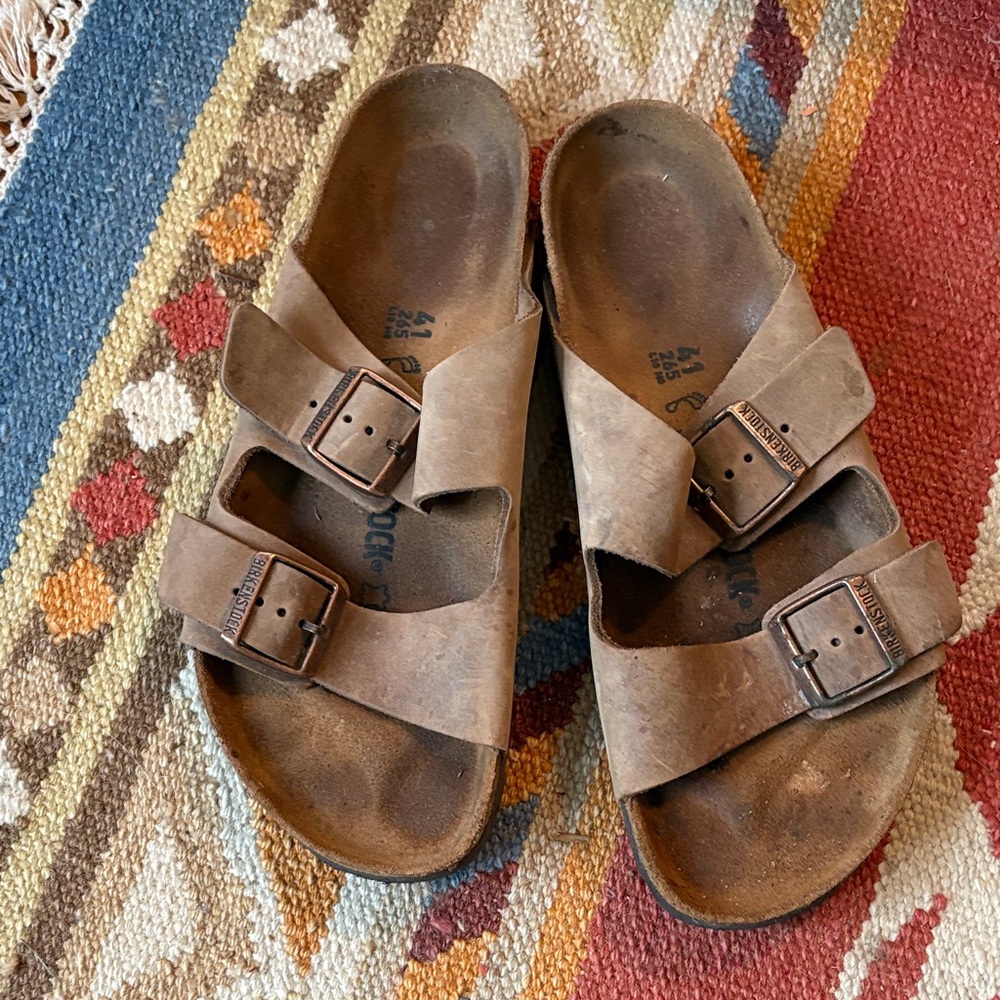 Birkenstock Tan Leather Slip-On Sandals Arizona size 41 unisex